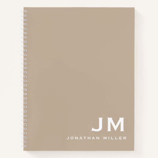 Professional Beige White Monogram Initialen Notitieboek (Voorkant)