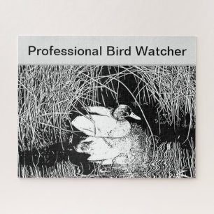 Professional Bird Watcher Natuur Black White Duck Legpuzzel