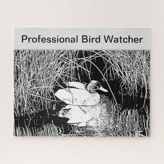 Professional Bird Watcher Natuur Black White Duck Legpuzzel (Horizontaal)