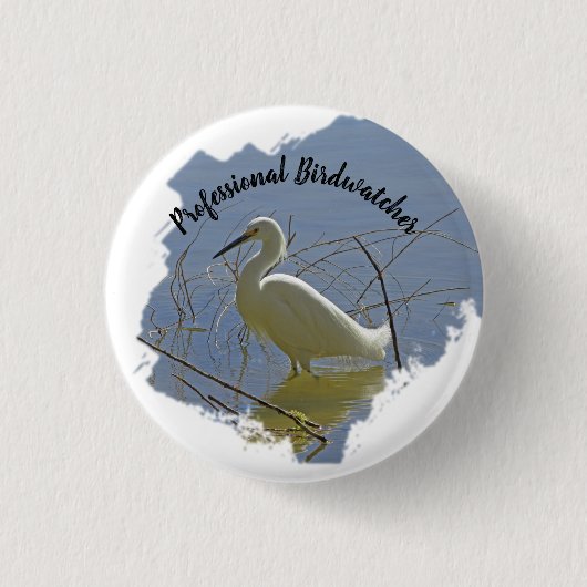 Professional Birdwatcher White Egret Photo Birder Ronde Button 3,2 Cm (Voorkant)