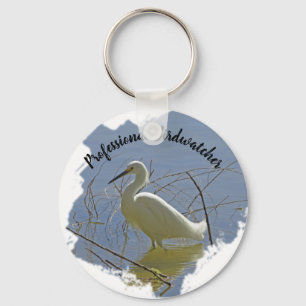 Professional Birdwatcher White Egret Photo Birder Sleutelhanger