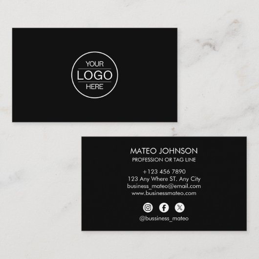 Professional Black Add your logo Visitekaartje (Voorkant / Achterkant)