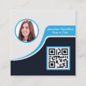 Professional Black Blue voeg uw Logo QR Code toe Vierkante Visitekaartje (Voorkant)