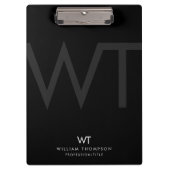 Professional Black Business Monogram Initialen Klembord (Voorkant)