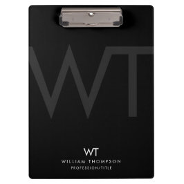 Professional Black Business Monogram Initialen Klembord