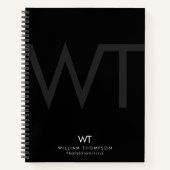 Professional Black Business Monogram Initialen Notitieboek (Voorkant)