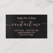 Professional Black Casual Personal Assistant Visitekaartje (Achterkant)