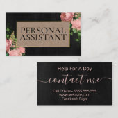 Professional Black Casual Personal Assistant Visitekaartje (Voorkant / Achterkant)