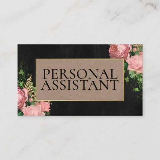 Professional Black Casual Personal Assistant Visitekaartje (Voorkant)