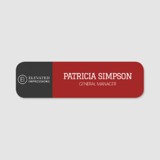Professional Black Dark Red Luxury Logo Style Naamplaatje