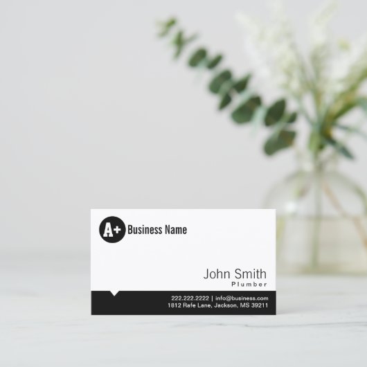 Professional Black Dot Plumber Visitekaartje (Staand voorkant)