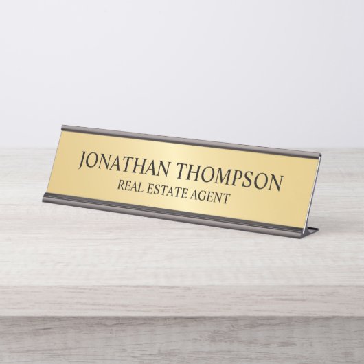 Professional Black en Gold Bureau Naambordje (Voorkant)