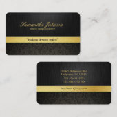 Professional Black en Gold Elegant Damask Visitekaartje (Voorkant / Achterkant)