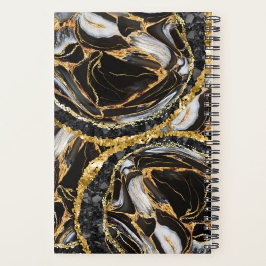 Professional Black en Gold Marble Abstract Planner (Achterkant)