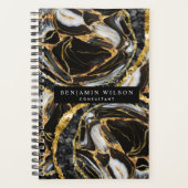 Professional Black en Gold Marble Abstract Planner (Voorkant)
