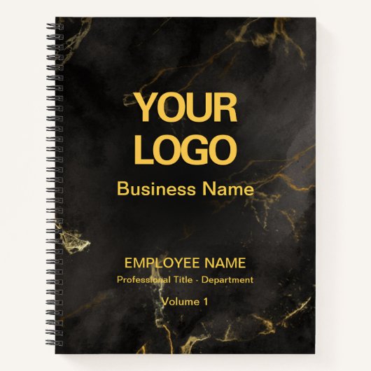 Professional Black en Gold Marble Employee Graph Notitieboek (Voorkant)