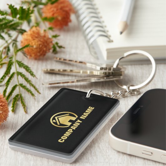 Professional Black en Gold Real Estate Sleutelhanger (Voorkant Rechts)