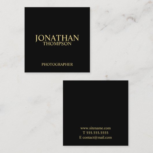 Professional Black en Gold Vierkante Visitekaartje (Voorkant / Achterkant)