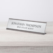 Professional Black en Silver Bureau Naambordje (Voorkant)