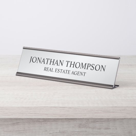 Professional Black en Silver Bureau Naambordje (Voorkant)