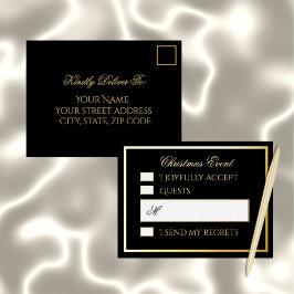 Professional Black Foil Holiday Response Card Folie Feestdagen Briefkaart