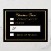 Professional Black Foil Holiday Response Card Folie Feestdagen Briefkaart (Voorkant)