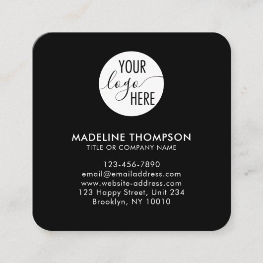 Professional Black Generic Company Logo QR Code Vierkante Visitekaartje (Voorkant)