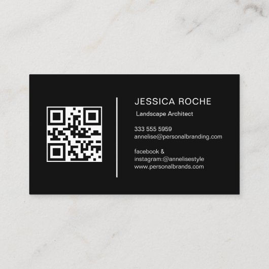 Professional Black & Gold Landscape Architect QR  Visitekaartje (Achterkant)