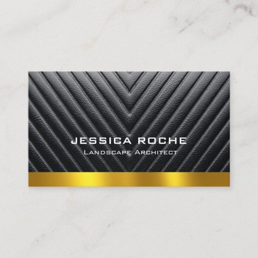 Professional Black & Gold Landscape Architect QR  Visitekaartje (Voorkant)