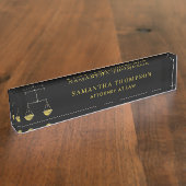 Professional Black & Gold Lawyer Attorney Scale Naambordje (Zijkant)