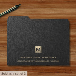Professional Black Gold Monogram Documentenmap