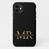 Professional Black Gold Monogram Name Initialen Case-Mate iPhone Case (Achterkant)
