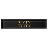 Professional Black Gold Monogram Name Initialen Naambordje (Voorkant)