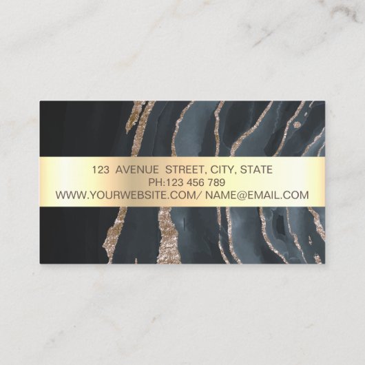 Professional Black Gold Stripe marmer Visitekaartje (Achterkant)