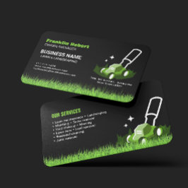 Professional Black Green Lawn Care & Landscaping Visitekaartje