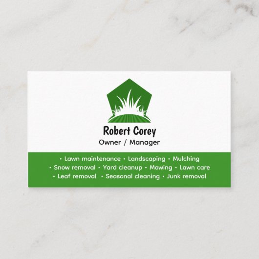 Professional Black Green Lawn Care Service Photo Visitekaartje (Achterkant)