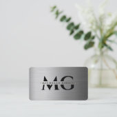 Professional Black Grey Monogram Initials Visitekaartje (Staand voorkant)