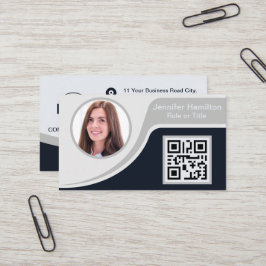 Professional Black Grey voegt uw Logo QR Business  Visitekaartje