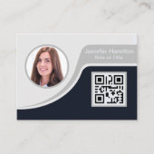 Professional Black Grey voegt uw Logo QR Business  Visitekaartje (Voorkant)