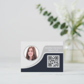Professional Black Grey voegt uw Logo QR Business  Visitekaartje (Staand voorkant)