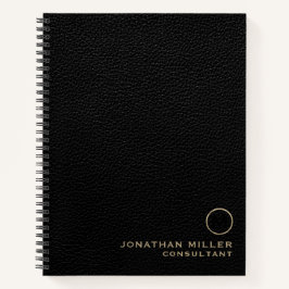 Professional Black Leather Gold Monogram Notitieboek
