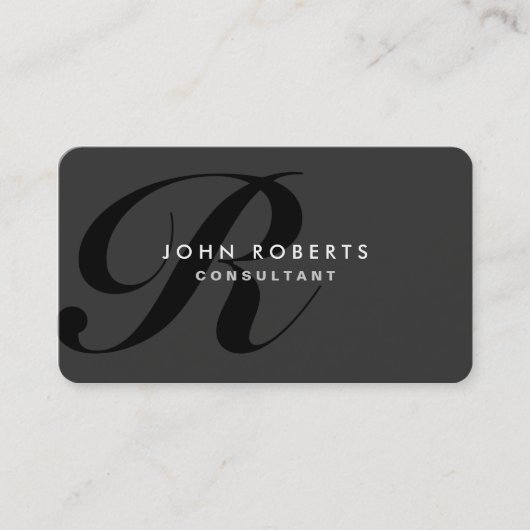 Professional Black Monogram Elegant Modern Visitekaartje (Voorkant)