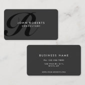 Professional Black Monogram Elegant Modern Visitekaartje (Voorkant / Achterkant)