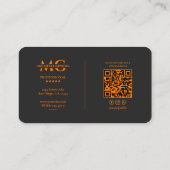 Professional Black Orange Minimal Initials Visitekaartje (Achterkant)