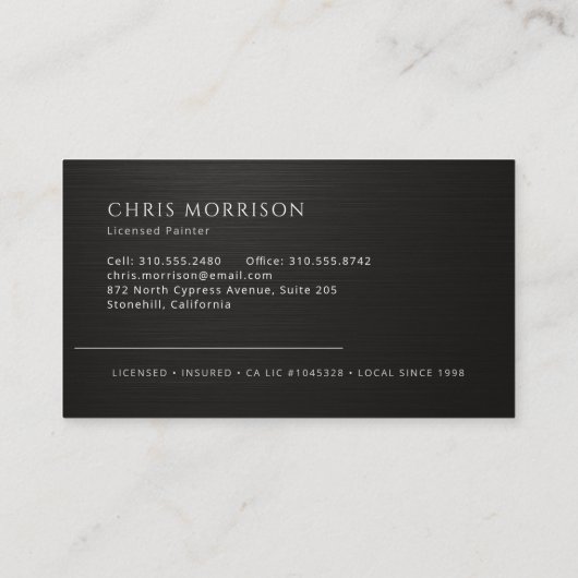 Professional Black Painter Visitekaartje (Achterkant)