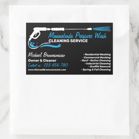 Professional Black Pressure Wash Power Cleaning Rechthoekige Sticker (Tas)