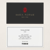 Professional Black Red Monogram 3D Typografie Visitekaartje (Voorkant /achterkant)