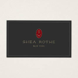 Professional Black Red Monogram 3D Typografie Visitekaartje