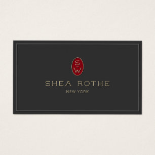 Professional Black Red Monogram 3D Typografie Visitekaartje