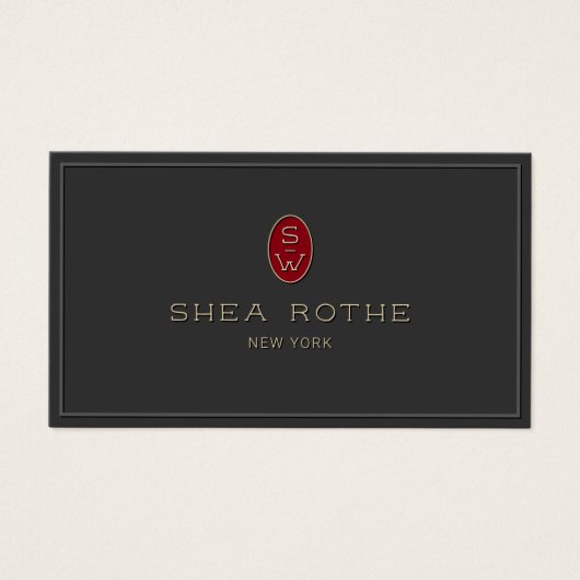 Professional Black Red Monogram 3D Typografie Visitekaartje (Voorkant)